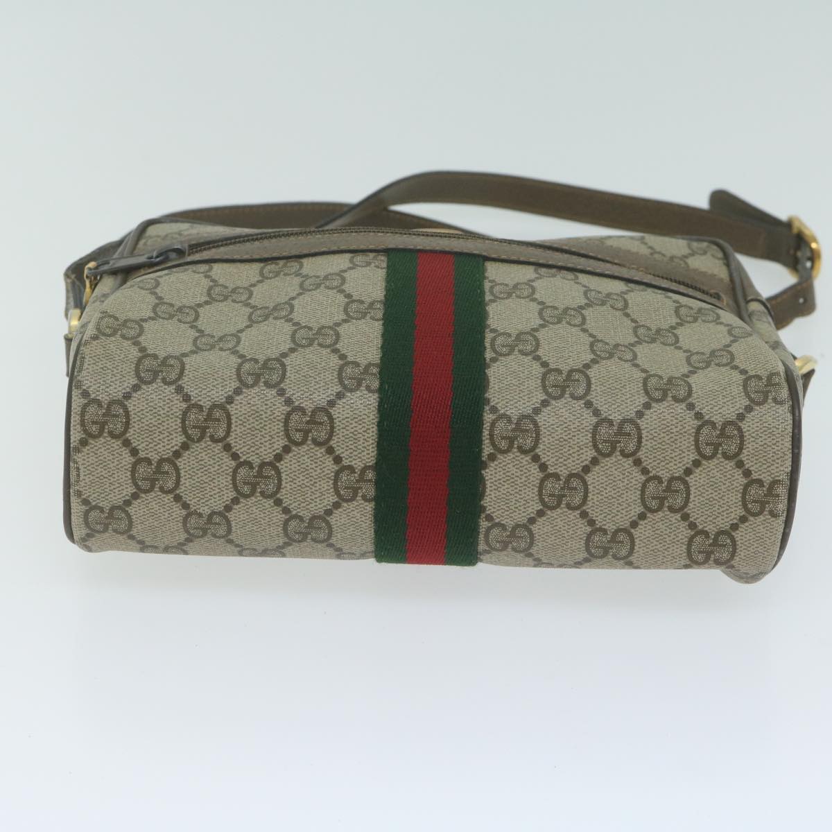 GUCCI GG Supreme Web Sherry Line Shoulder Bag Beige Red Green Auth ep3088