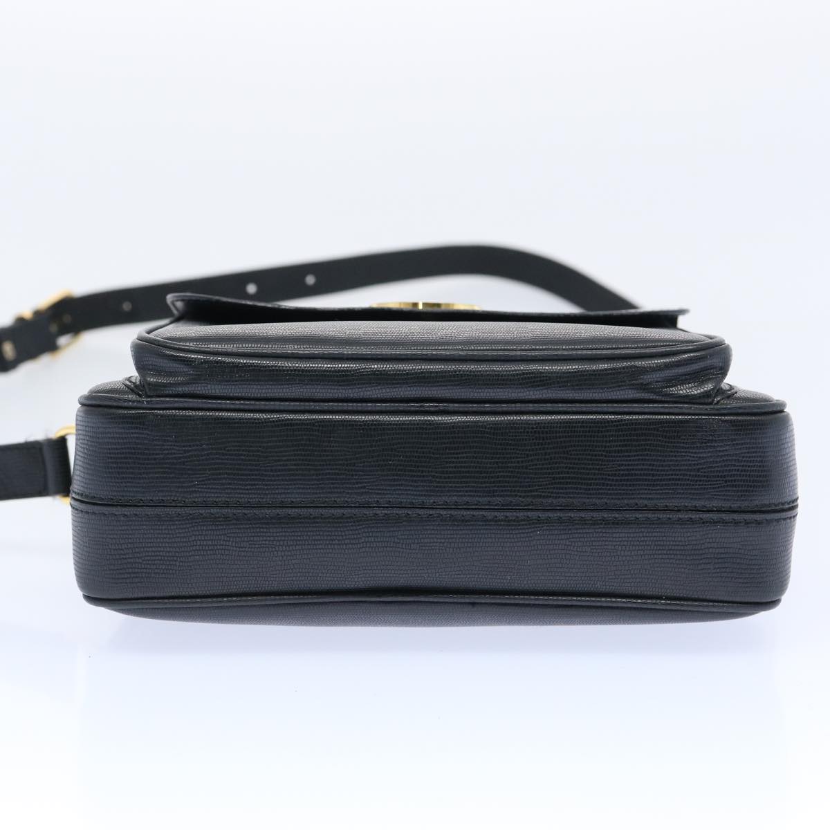 CELINE Shoulder Bag Leather Black Auth ep3112