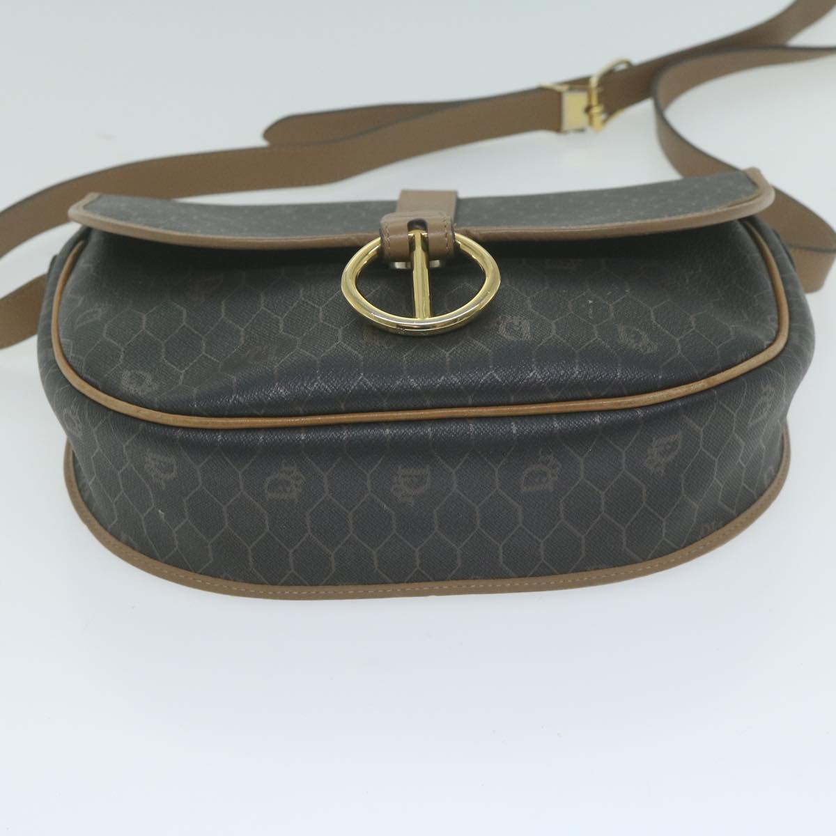 Christian Dior Honeycomb Canvas Shoulder Bag PVC Black Auth ep3157