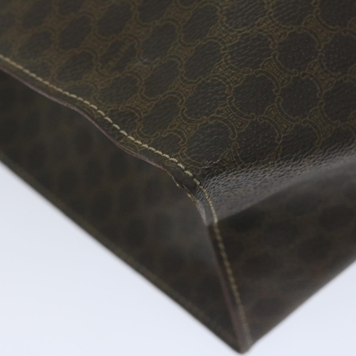 CELINE Macadam Canvas Shoulder Bag PVC Leather Brown Auth ep3178