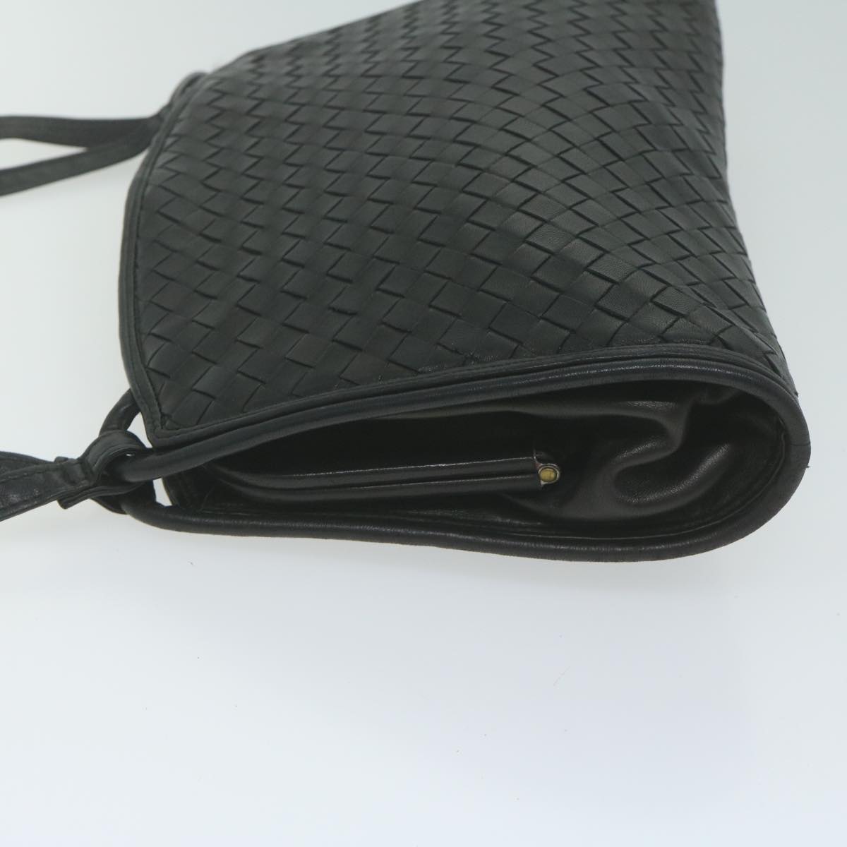 BOTTEGAVENETA INTRECCIATO Shoulder Bag Leather Black Auth ep3187