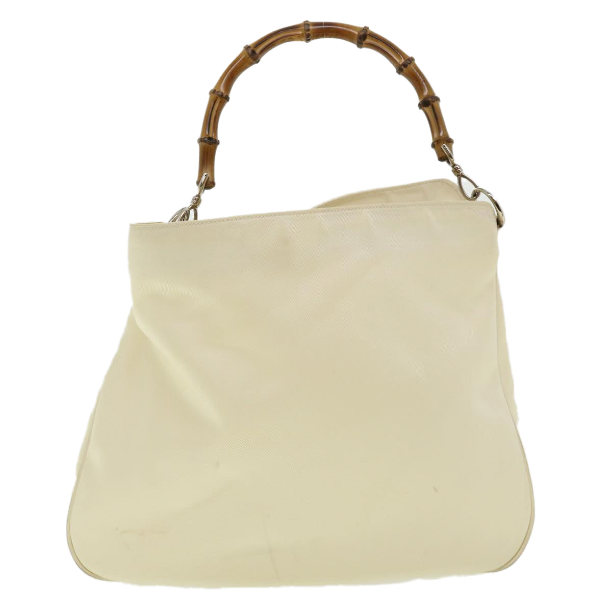 GUCCI Bamboo Shoulder Bag Canvas 2way White 1577 Auth ep700