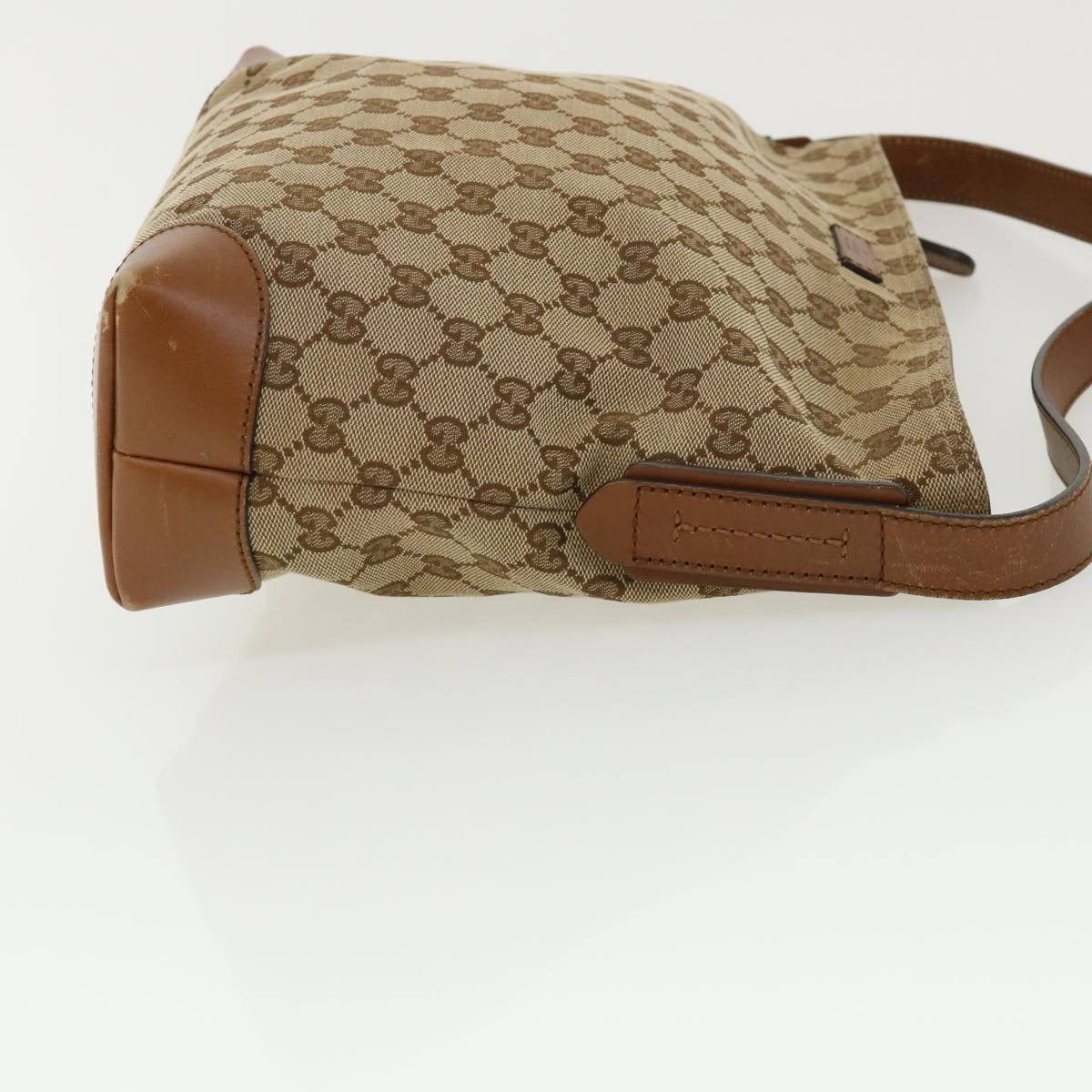 GUCCI Web Sherry Line GG Canvas Shoulder Bag Beige Brown Green 337598 Auth ep701