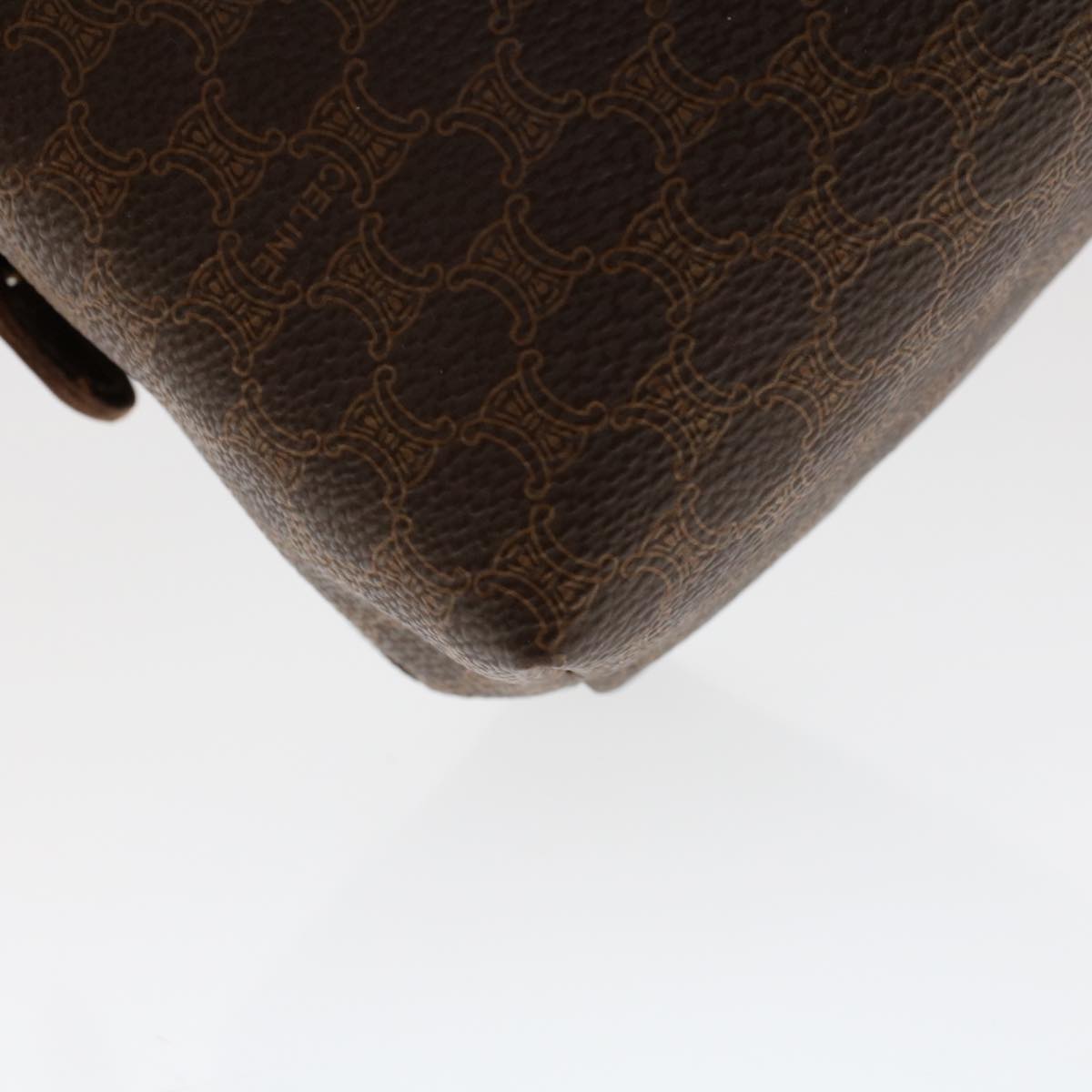 CELINE Macadam Canvas Pouch PVC Leather Brown Auth ep868