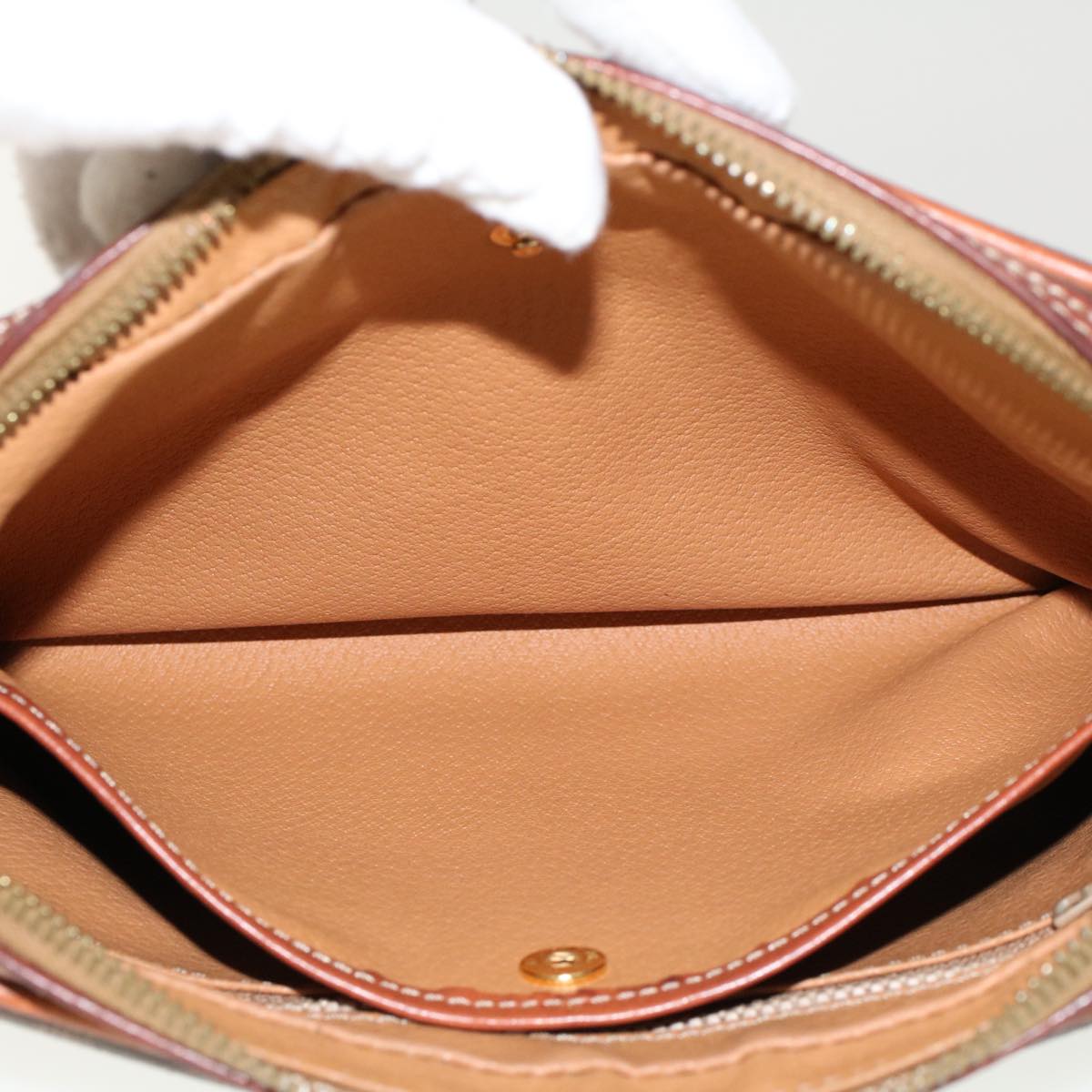 CELINE Macadam Canvas Clutch Bag PVC Leather Brown Auth ep870
