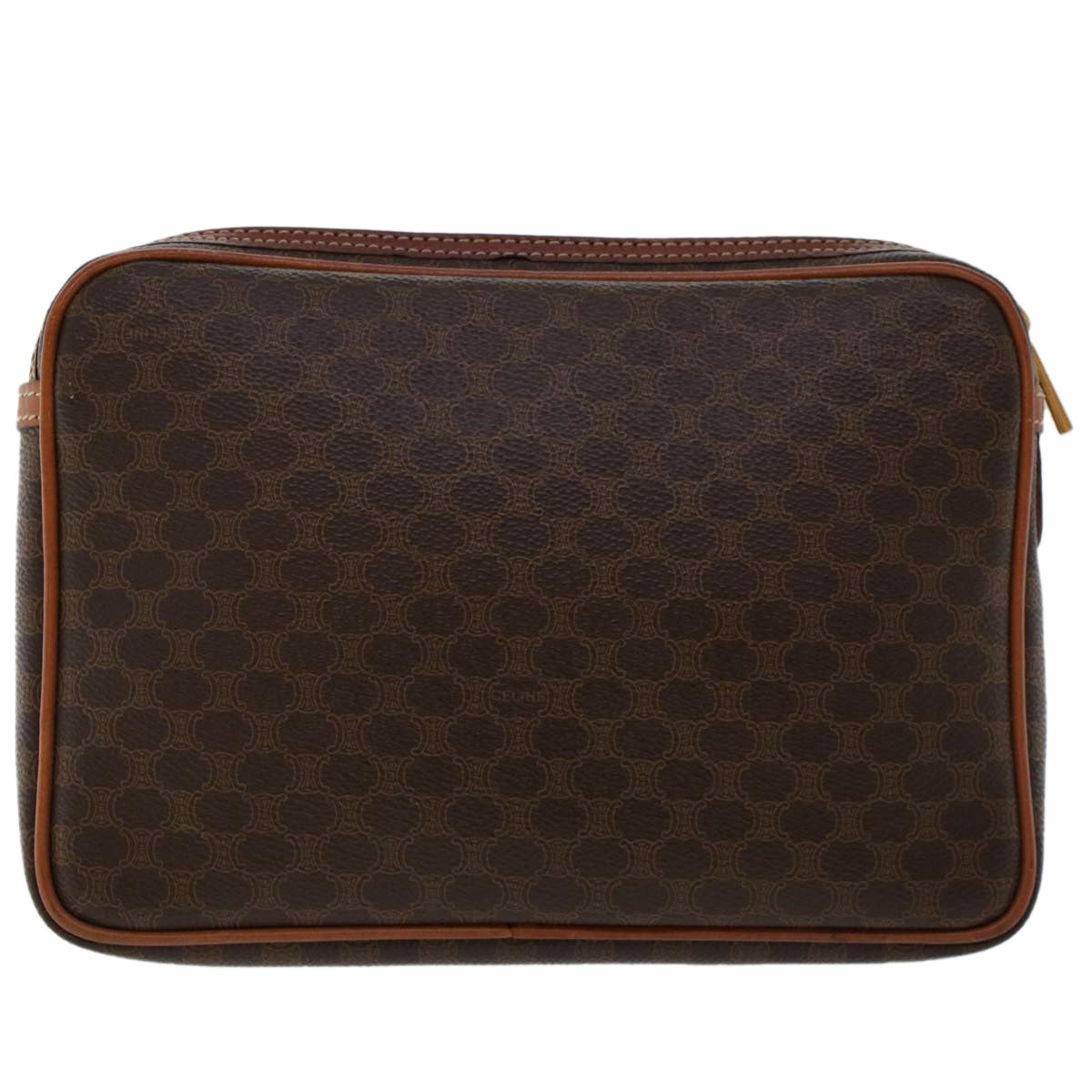 CELINE Macadam Canvas Clutch Bag PVC Leather Brown Auth ep870 - 0