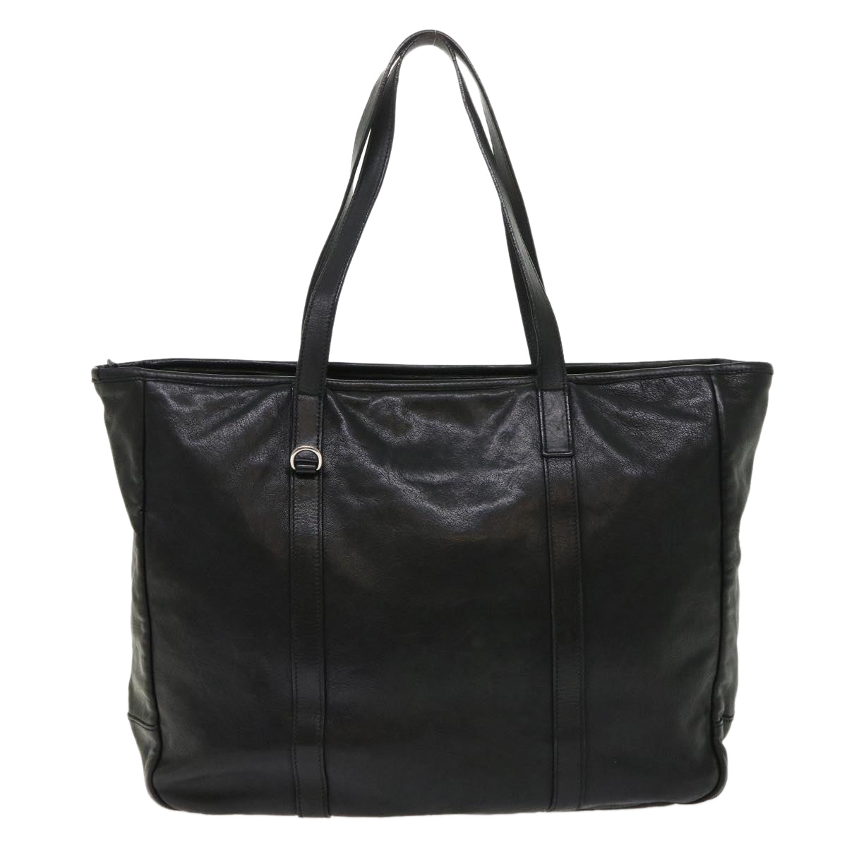 PRADA Tote Bag Leather Black Auth ep871