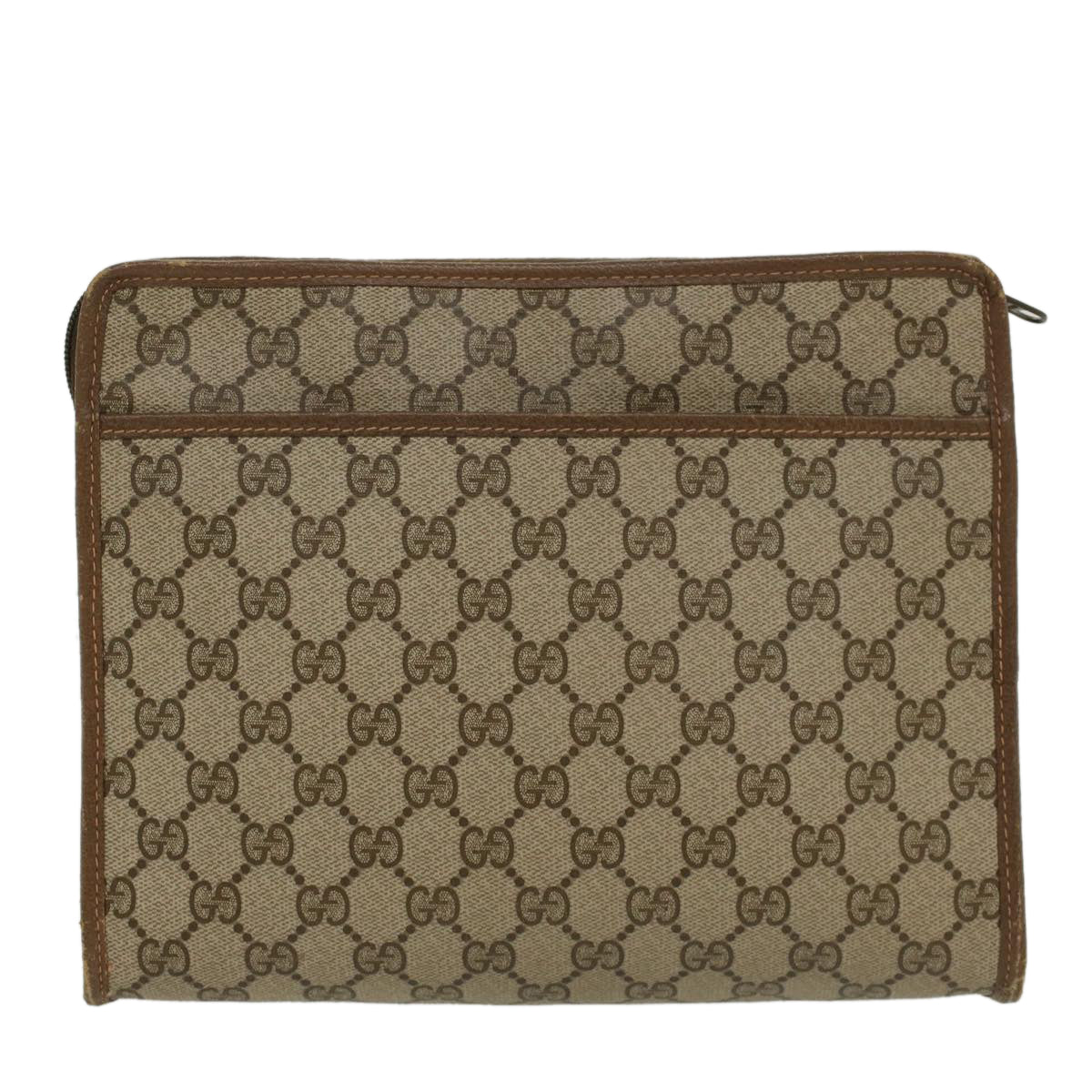 GUCCI GG Canvas Clutch Bag PVC Leather Beige Auth ep898 - 0