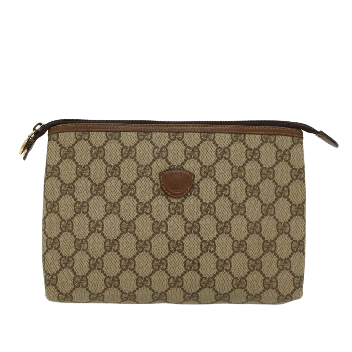 GUCCI GG Canvas Clutch Bag PVC Leather Beige 014•115•6088 4021 Auth ep901