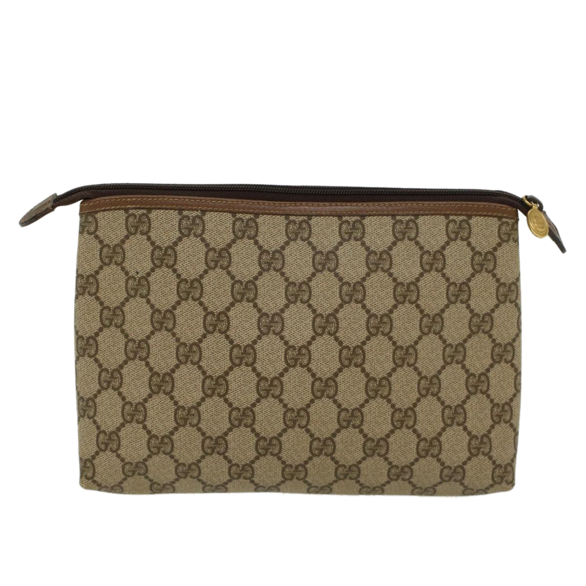 GUCCI GG Canvas Clutch Bag PVC Leather Beige 014•115•6088 4021 Auth ep901 - 0