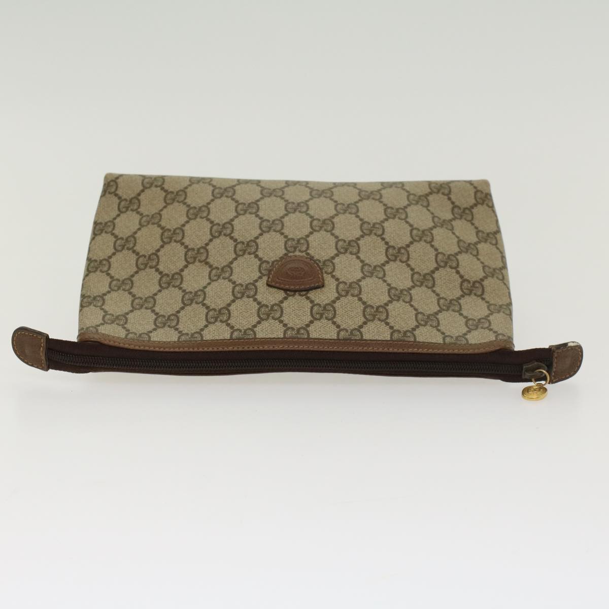 GUCCI GG Canvas Clutch Bag PVC Leather Beige 014•115•6088 4021 Auth ep901