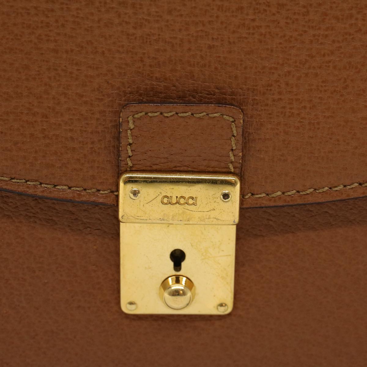 GUCCI Clutch Bag Leather Brown Auth ep904