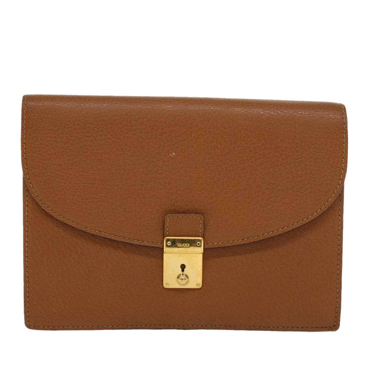 GUCCI Clutch Bag Leather Brown Auth ep904