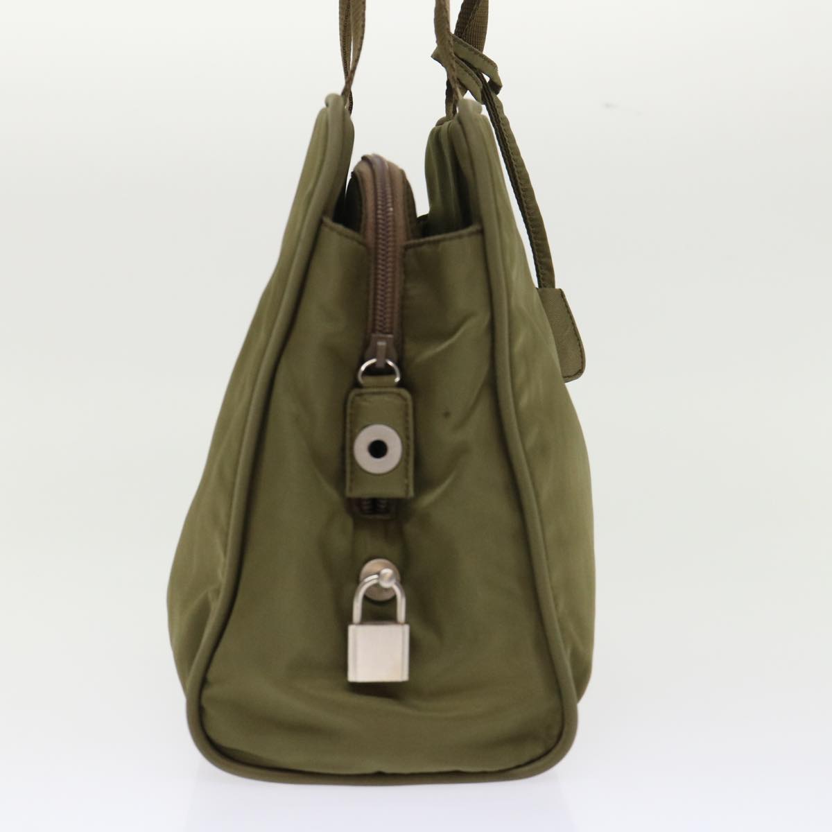 PRADA Hand Bag Nylon Khaki Auth ep918