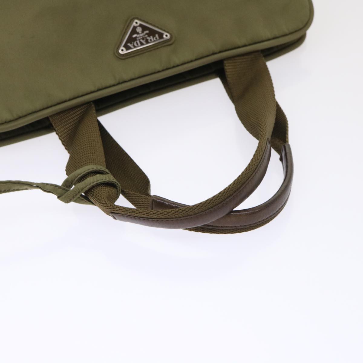 PRADA Hand Bag Nylon Khaki Auth ep918