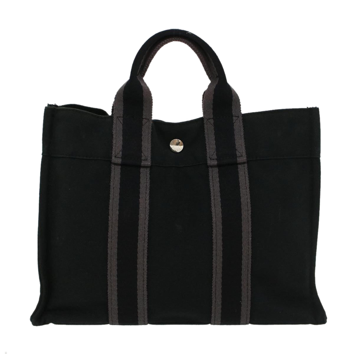 HERMES Her Line Fourre Tout PM Tote Bag Canvas Black Auth ep922