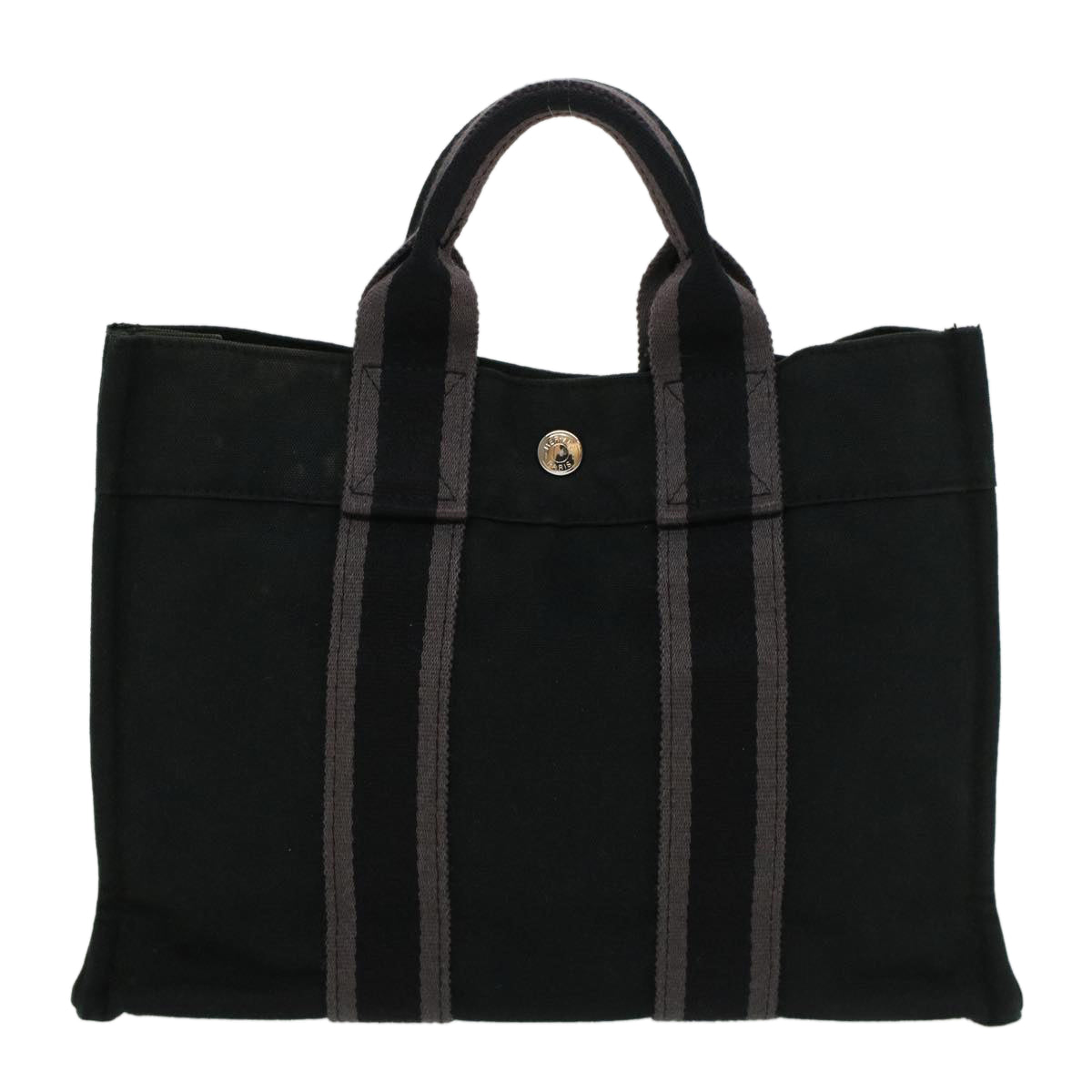 HERMES Her Line Fourre Tout PM Tote Bag Canvas Black Auth ep922 - 0
