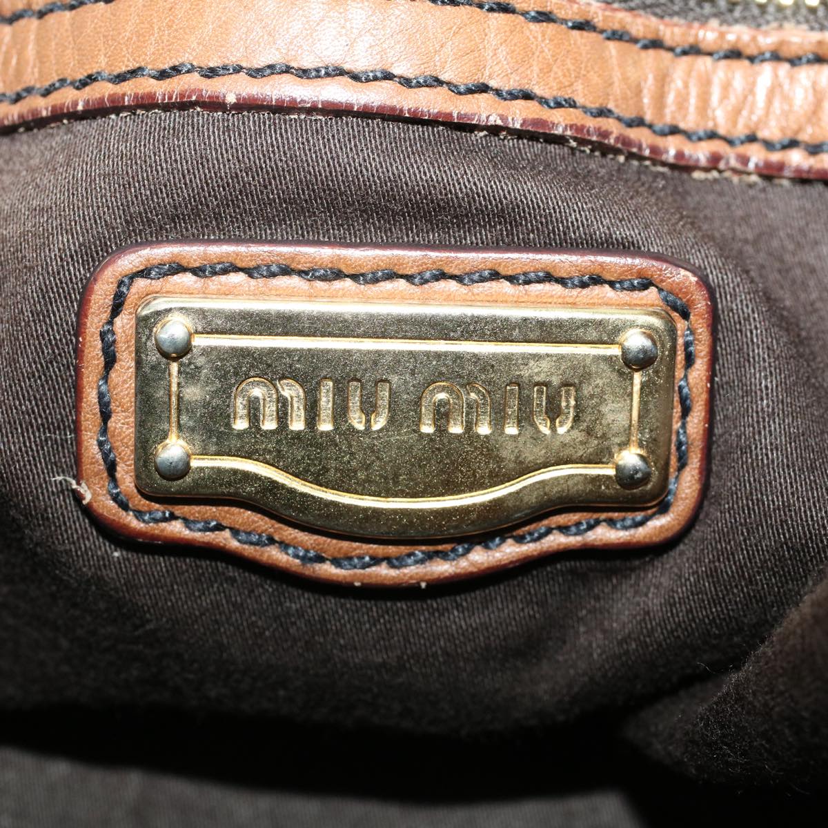 Miu Miu Shoulder Bag Leather Brown Auth ep936