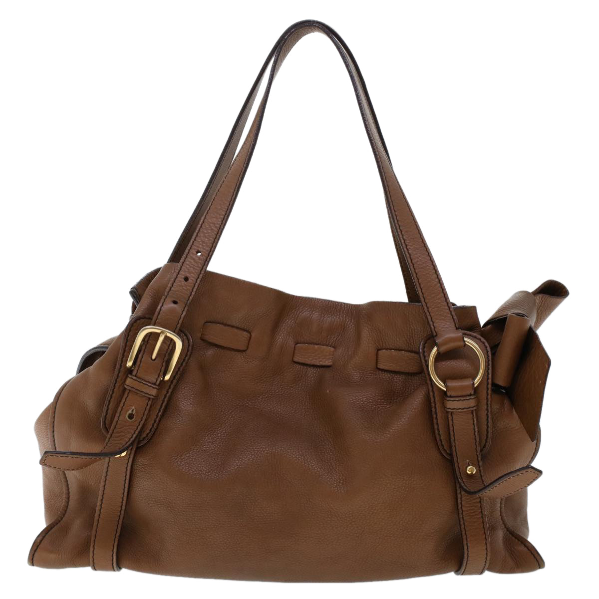 Miu Miu Shoulder Bag Leather Brown Auth ep936