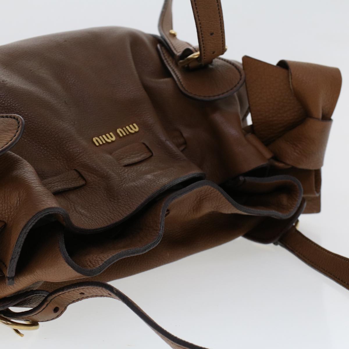 Miu Miu Shoulder Bag Leather Brown Auth ep936