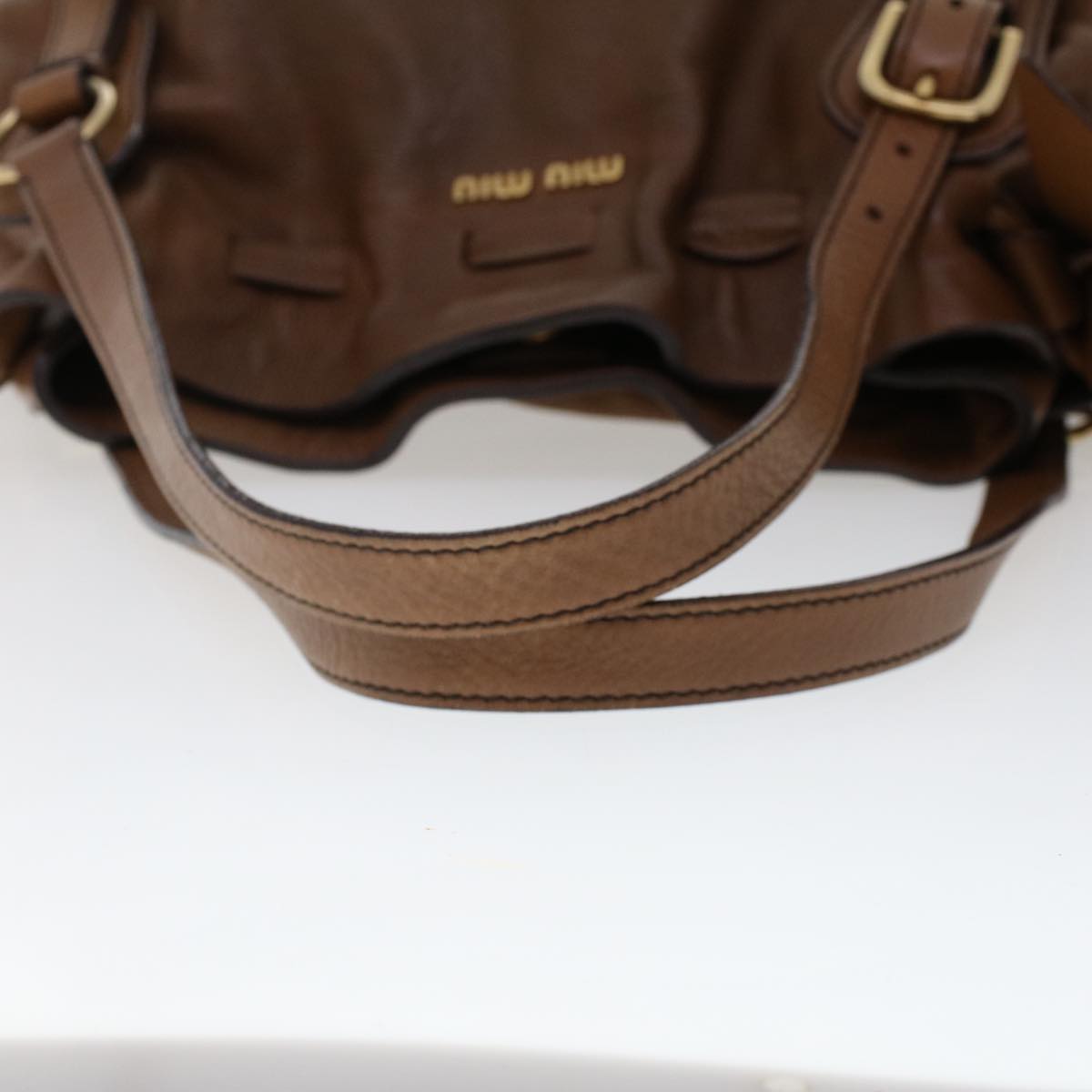 Miu Miu Shoulder Bag Leather Brown Auth ep936