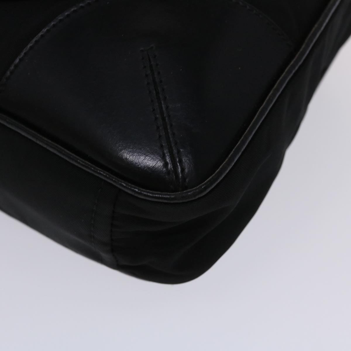 PRADA Hand Bag Nylon Leather Black Auth ep937