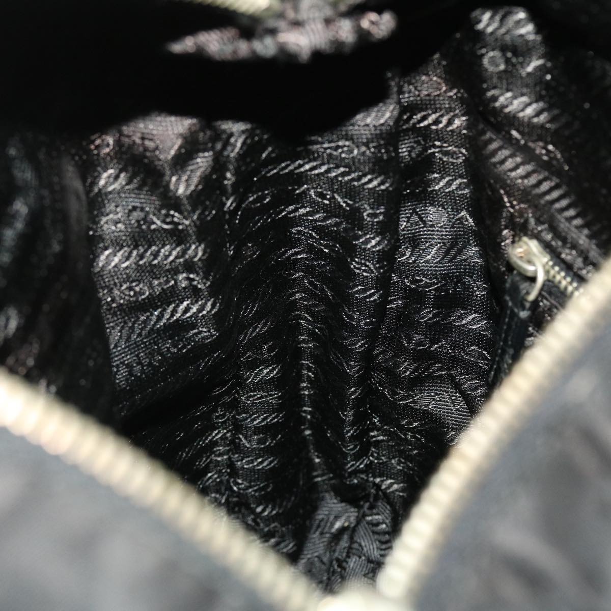 PRADA Hand Bag Nylon Leather Black Auth ep937