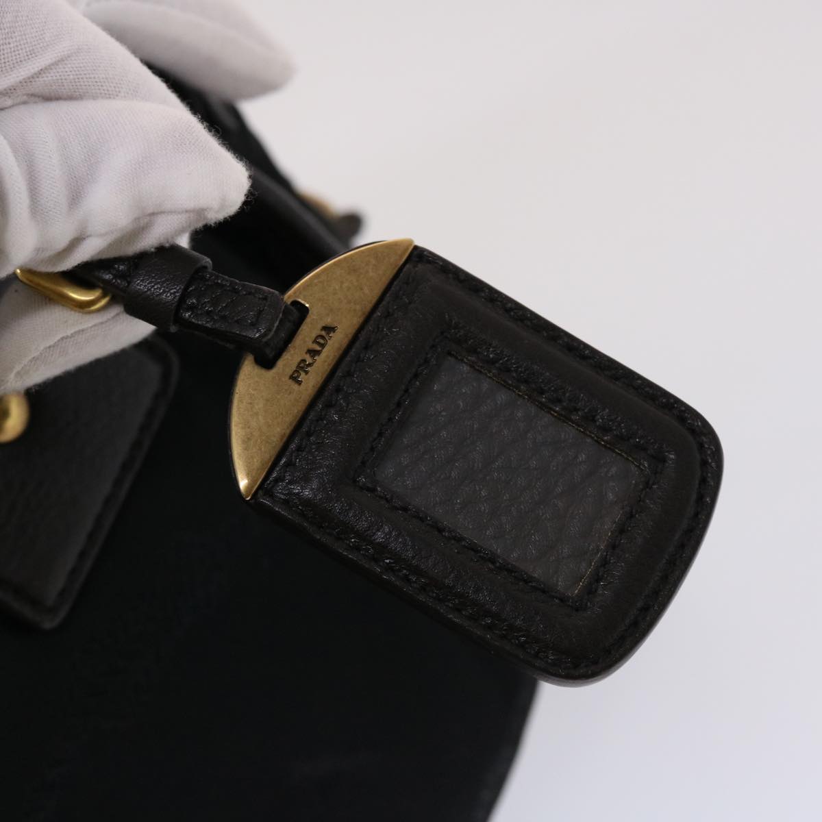 PRADA Hand Bag Nylon Leather 2way Shoulder Bag Black Auth ep939