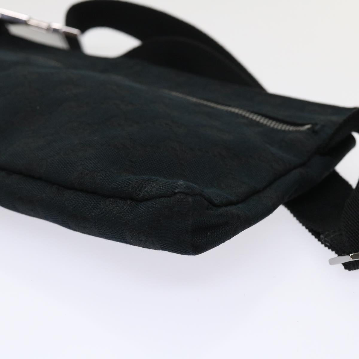 GUCCI GG Canvas Waist bag Leather Black 28566 Auth ep995