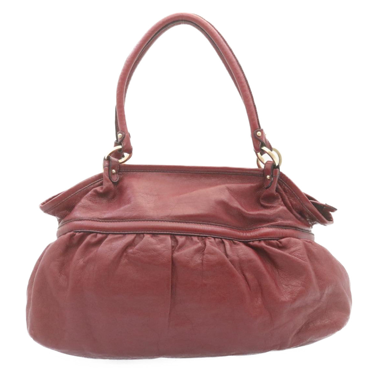 FENDI Tote Bag Leather Red Auth fm1108 - 0
