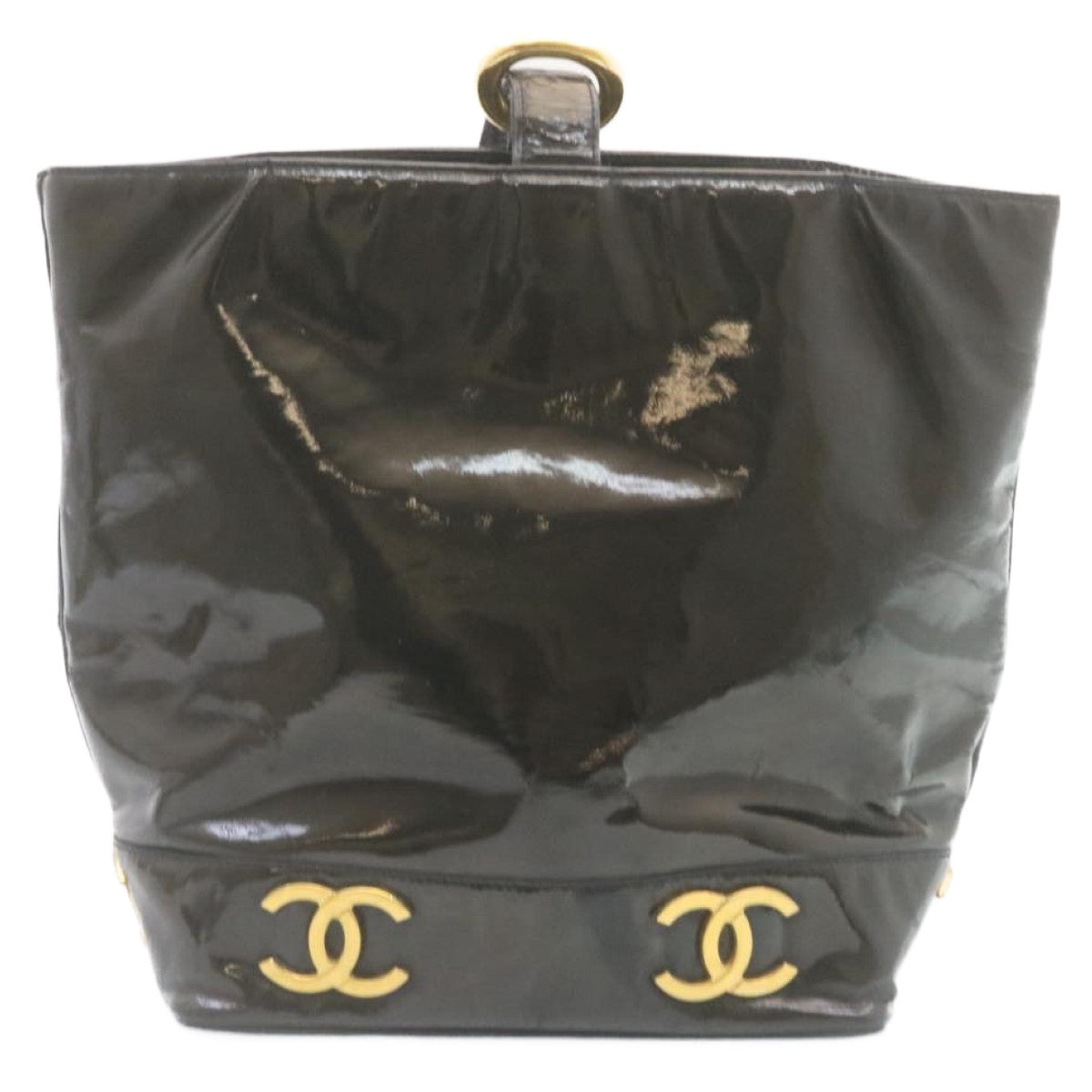 CHANEL Shoulder Bag Patent Leather Black CC Auth fm1176A - 0