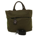 PRADA Hand Bag Nylon 2way Khaki Auth fm1303-1