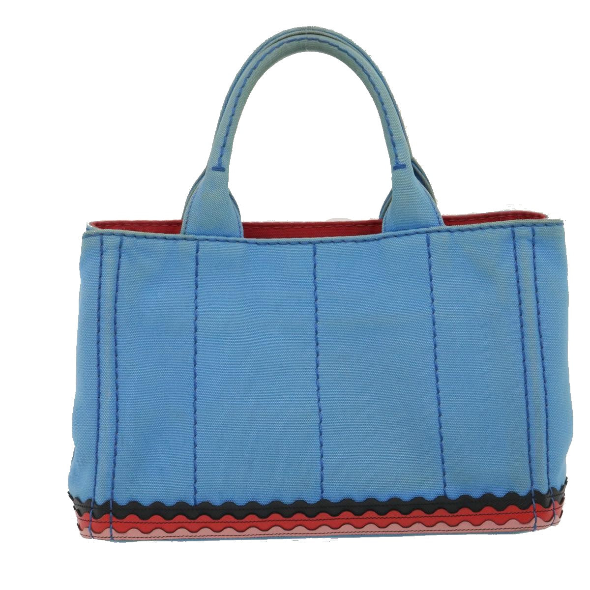 PRADA Canapa PM Hand Bag 2Way Shoulder Bag Canvas Blue Red Auth fm1315 - 0
