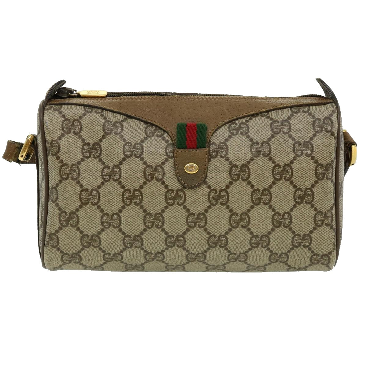GUCCI GG Canvas Web Sherry Line Shoulder Bag Beige Red Green 8902018 Auth fm1530