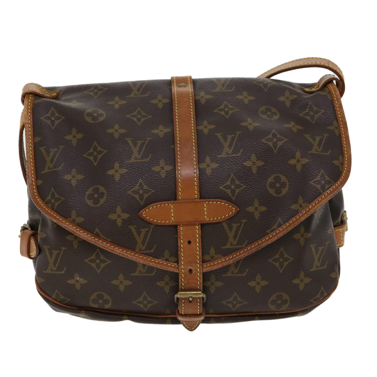 LOUIS VUITTON Monogram Saumur 30 Shoulder Bag M42256 LV Auth fm1589