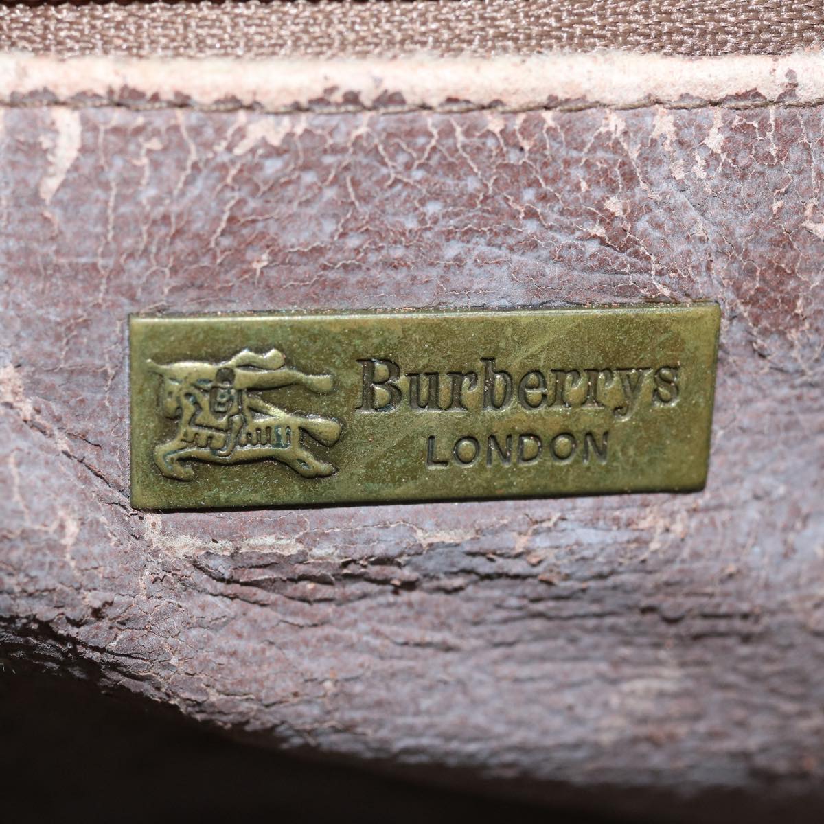 Burberrys Nova Check Boston Bag PVC Leather Beige Black Red Auth fm1612