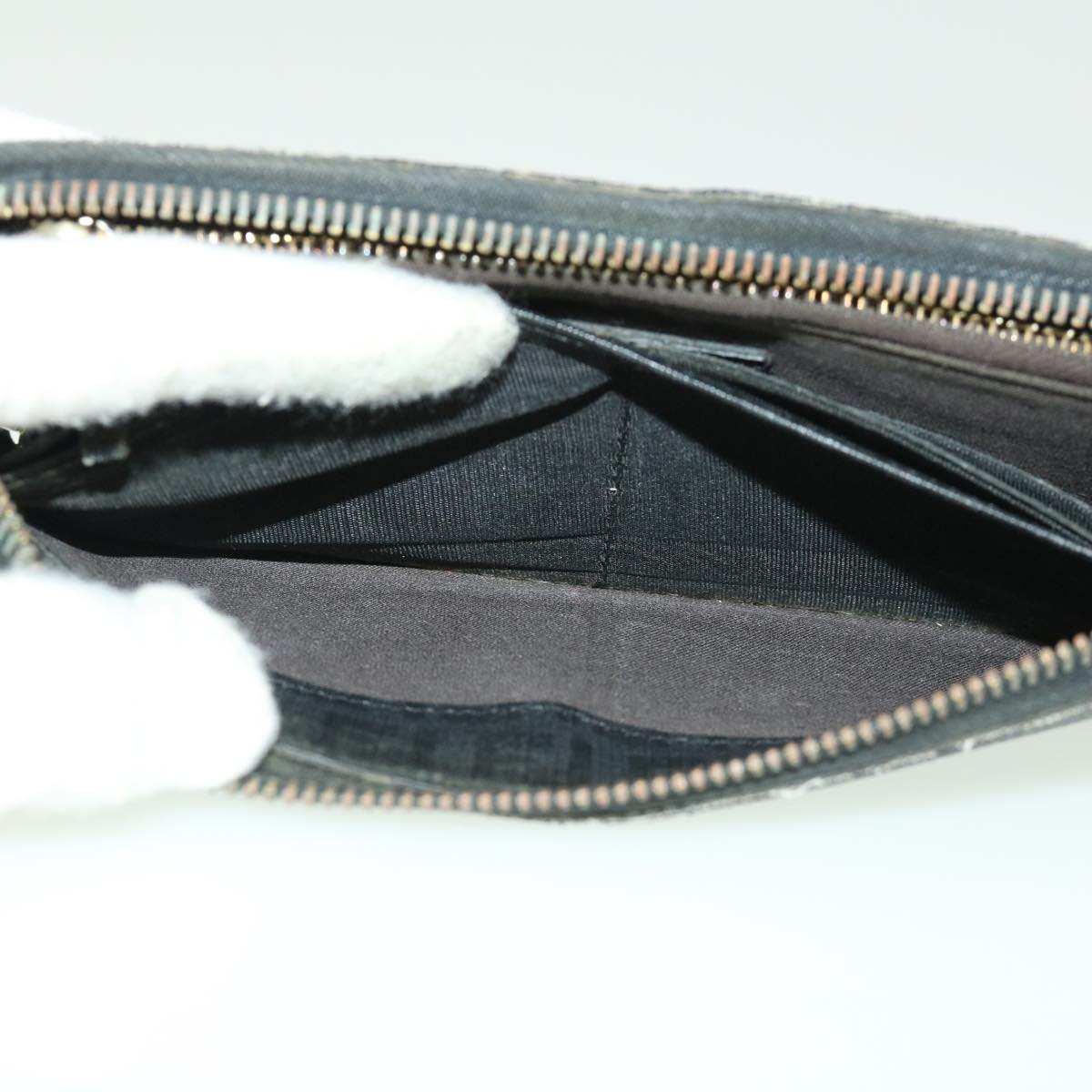 FENDI Bug Zucca Canvas Wallet 4Set Black Brown Auth fm1630