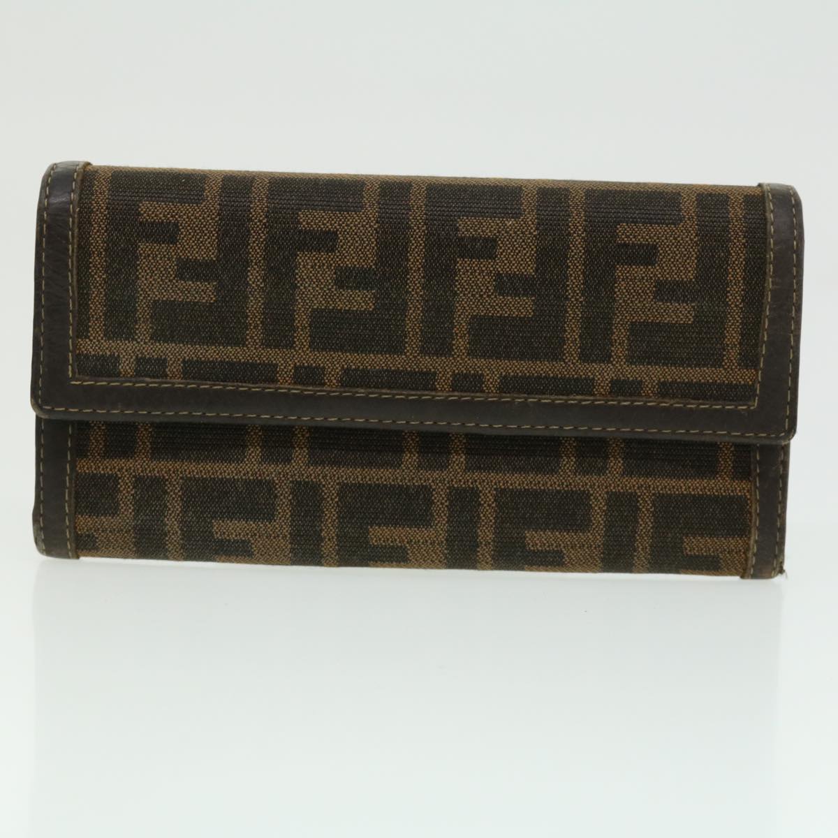 FENDI Bug Zucca Canvas Wallet 4Set Black Brown Auth fm1630