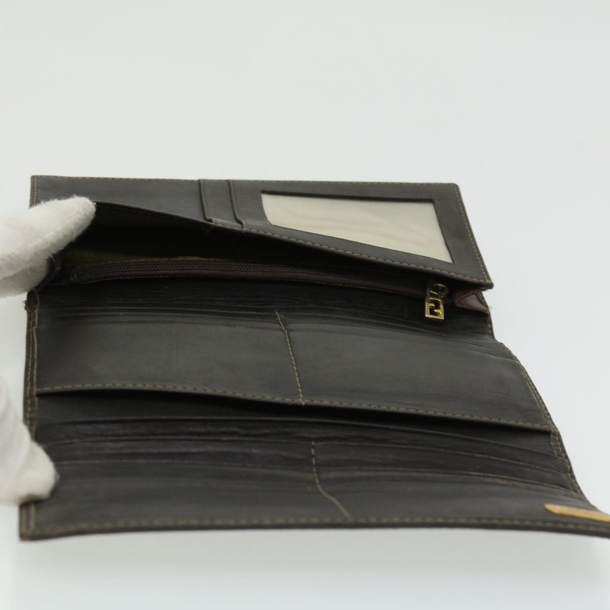 FENDI Bug Zucca Canvas Wallet 4Set Black Brown Auth fm1630