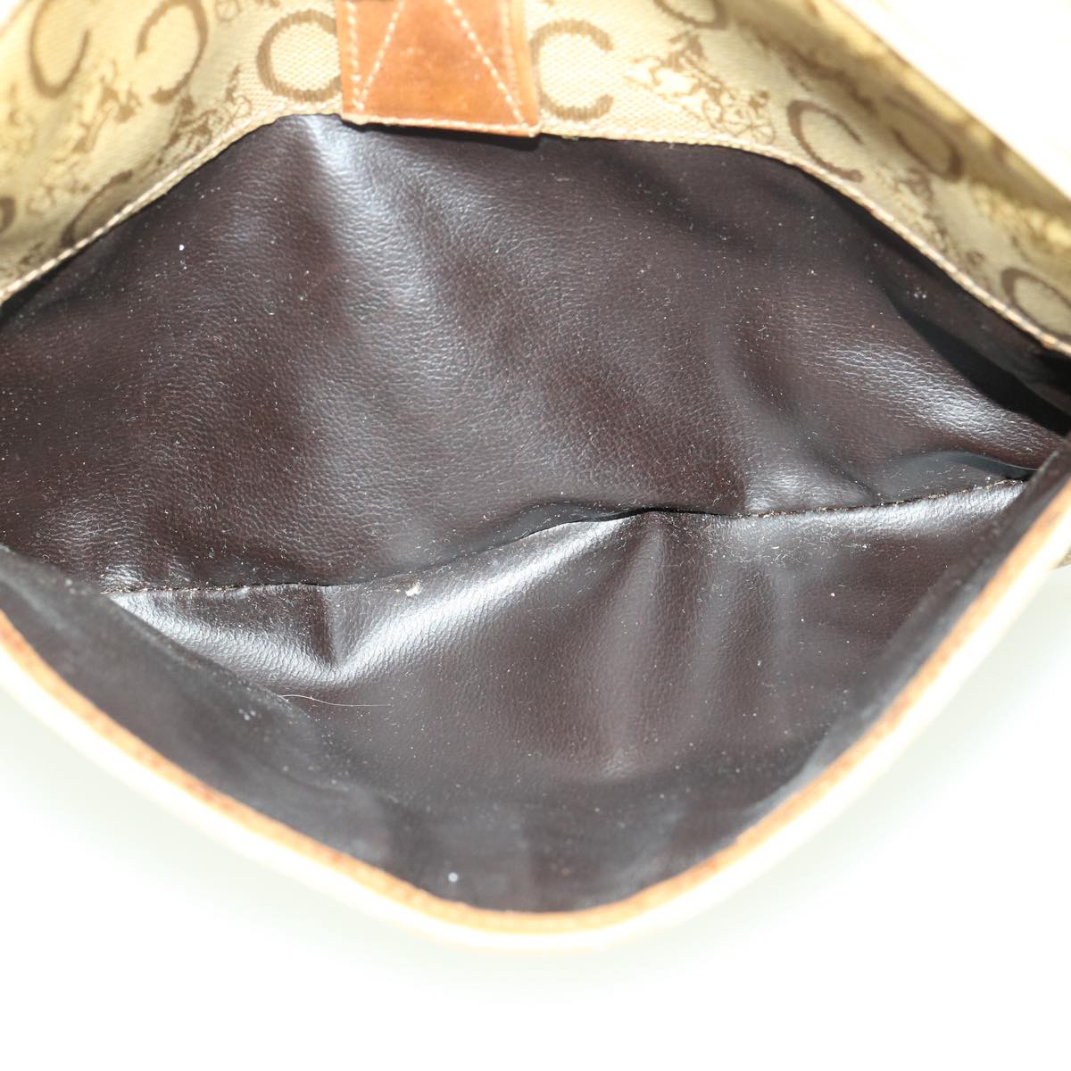 CELINE C Macadam Canvas Shoulder Bag Beige Auth fm1641