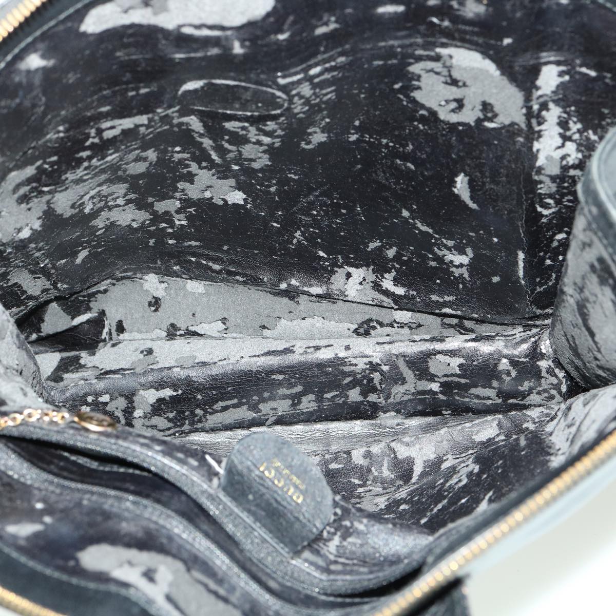 GUCCI Hand Bag Leather 3Set Black Auth fm1716