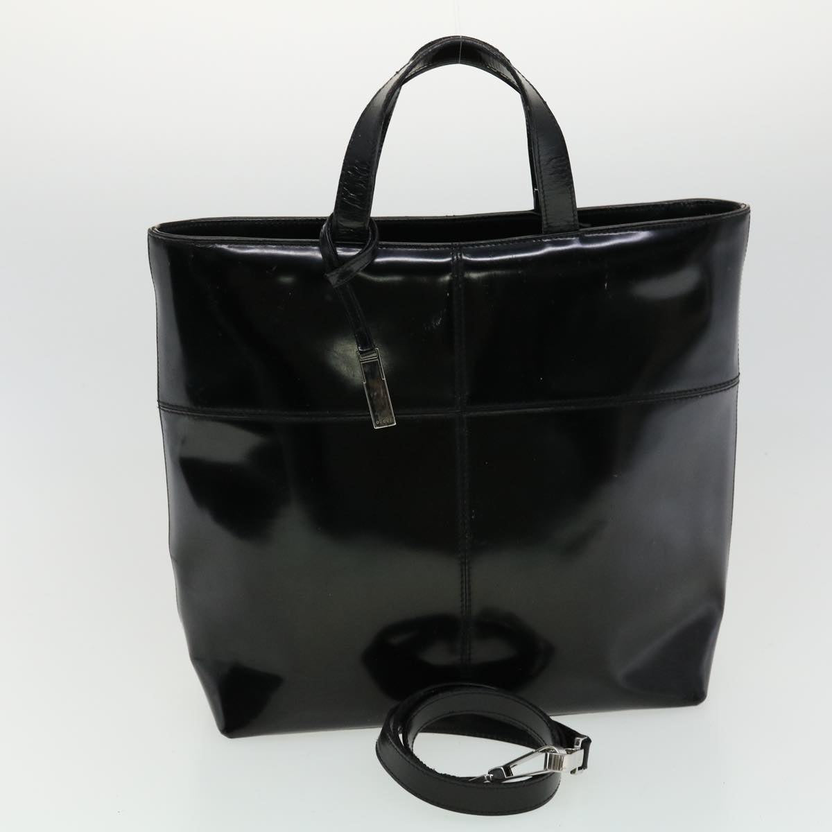 GUCCI Hand Bag Leather 3Set Black Auth fm1716 - 0