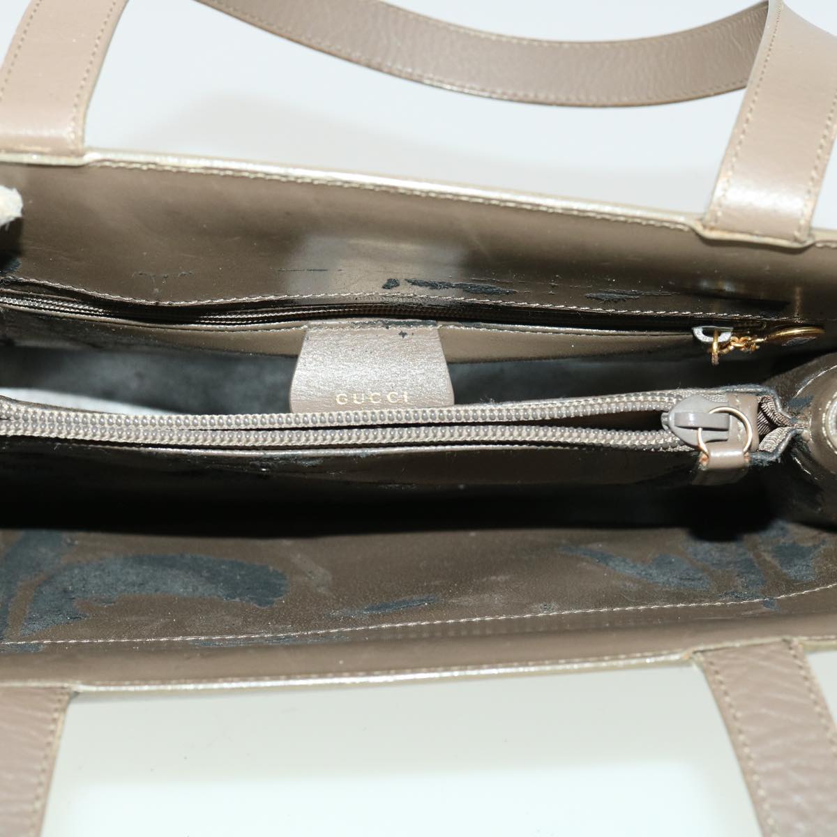 GUCCI Hand Bag Tote Bag Leather 4Set Beige Black Brown Auth fm1720