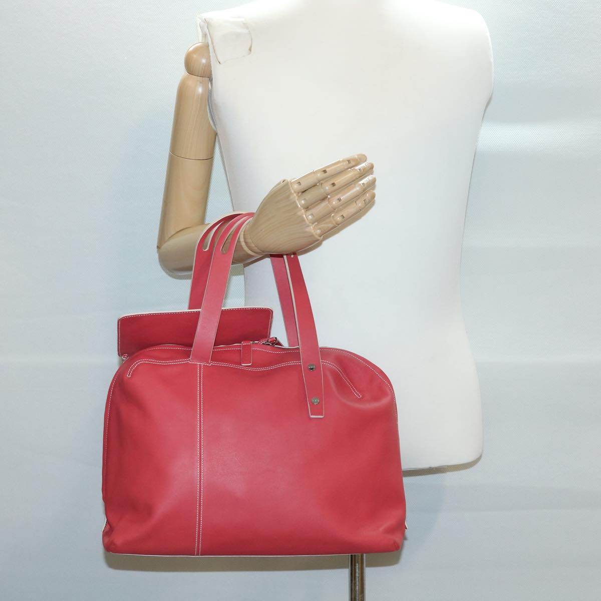 LOEWE Hand Bag Leather Pink Auth fm1765