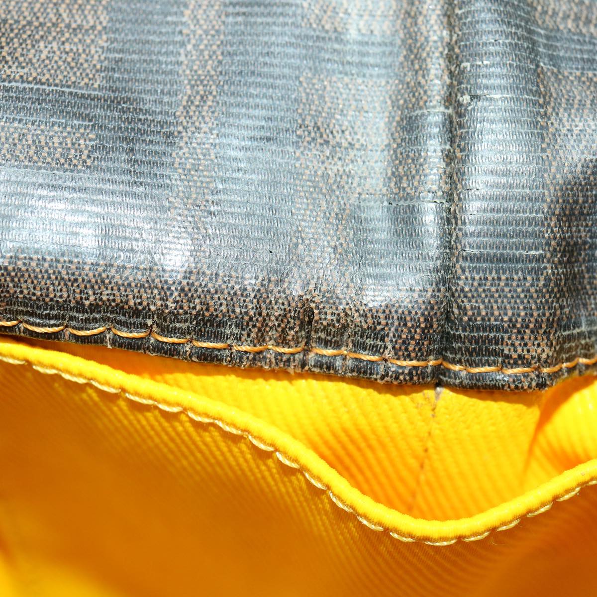 FENDI Zucca Canvas Tote Bag Enamel Brown Yellow Auth fm1818
