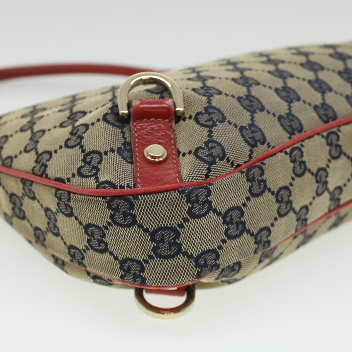 GUCCI GG Canvas Shoulder Bag Beige Red Auth fm1893