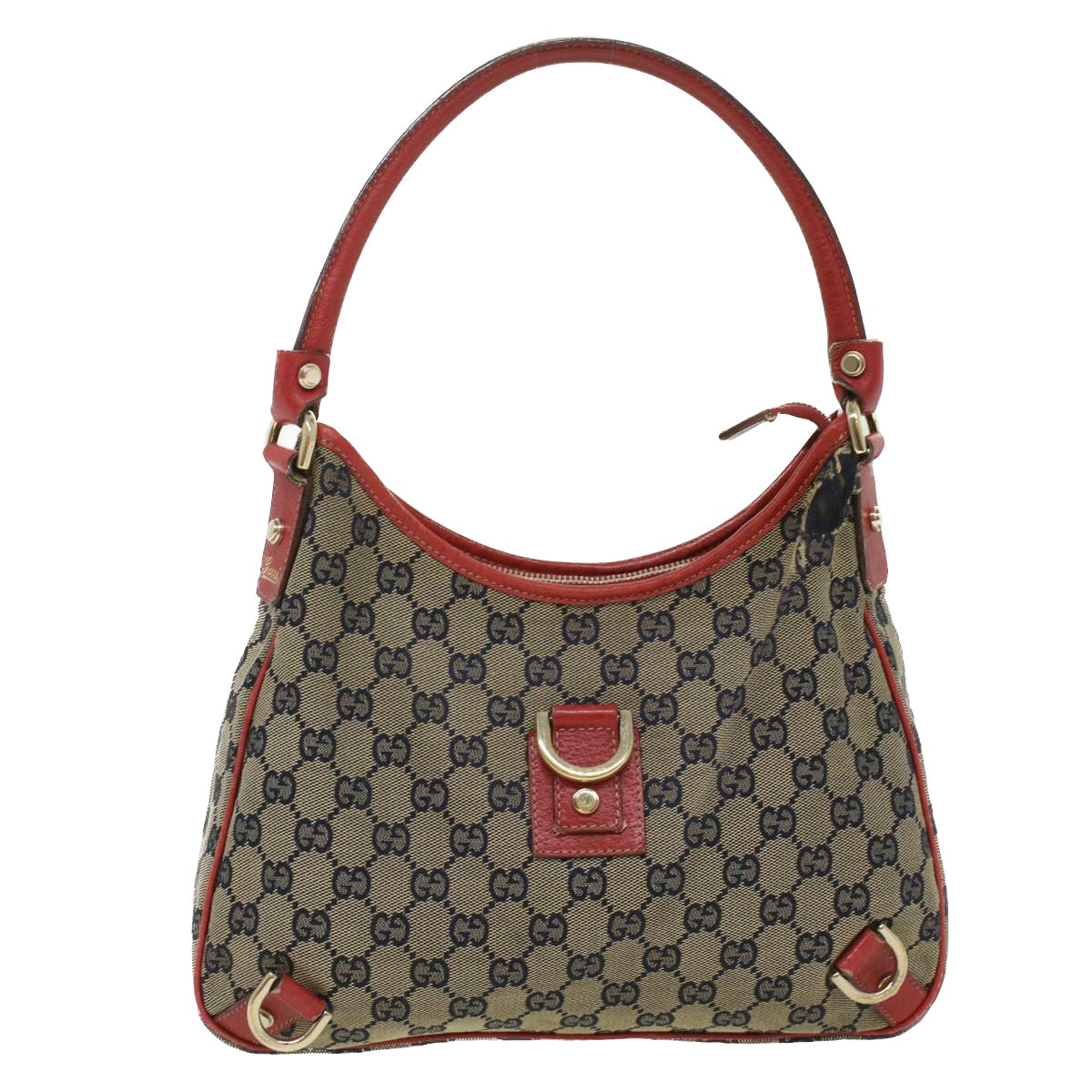 GUCCI GG Canvas Shoulder Bag Beige Red Auth fm1893