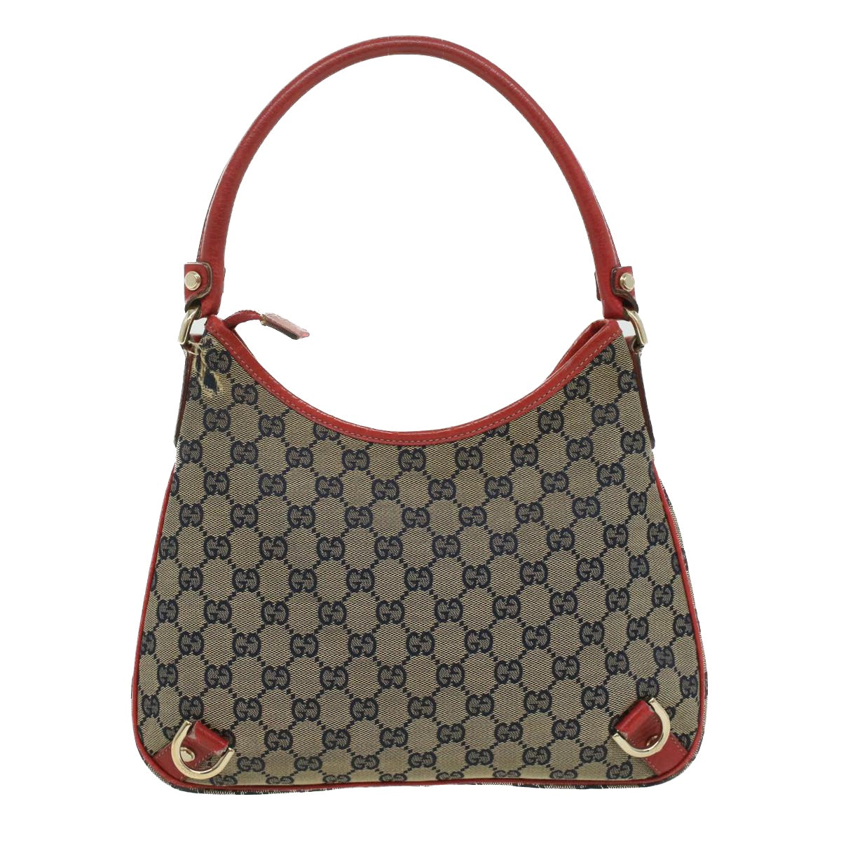 GUCCI GG Canvas Shoulder Bag Beige Red Auth fm1893