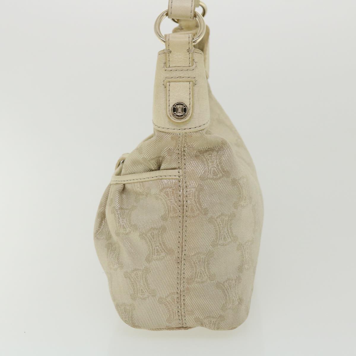 CELINE Macadam Canvas Shoulder Bag Beige Auth fm1927