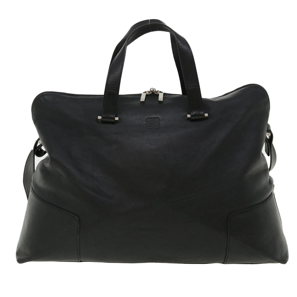 LOEWE anagram Boston Bag Leather 2way Black Auth fm2021